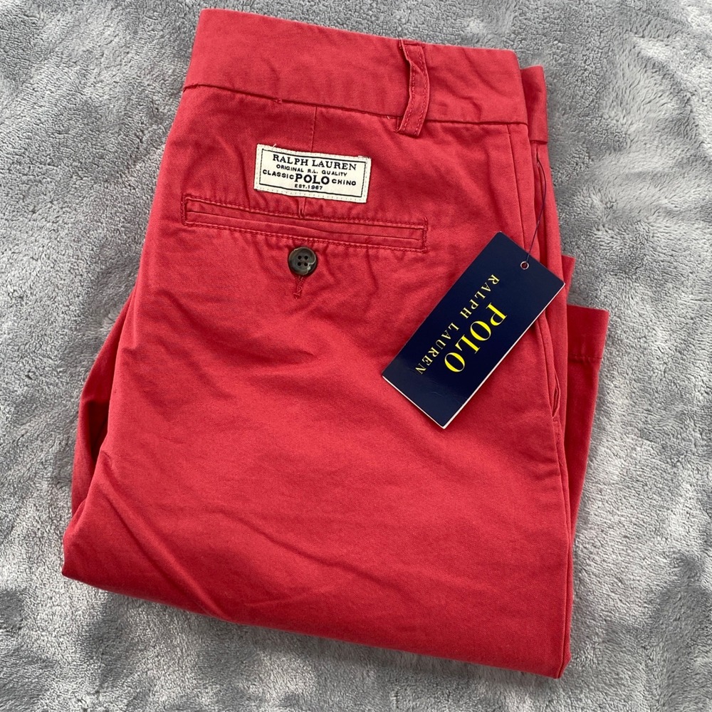 Polo Ralph Lauren Boys Size 16 Red Classic Polo Chino Shorts NEW Preppy Casual